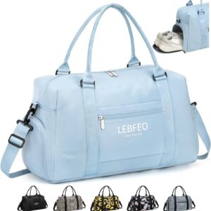 Travel Duffle Bag for Women Large Weekender Overnight Bags Gym Bag with Shoe Compartment Waterproof Hospital Bag Carry On Tote Bag for Airplanes,Blue