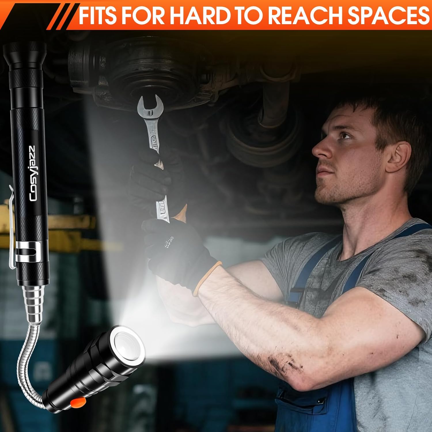 Magnetic Pickup Tool, Cosyjazz Magnetic Flashlight Telescoping Magnet with LED Flashlight and Extendable Neck, Cool Gadget Birthday Gifts for Men, Dad, Husband, Mechanic, Tech, Handyman - Image 7