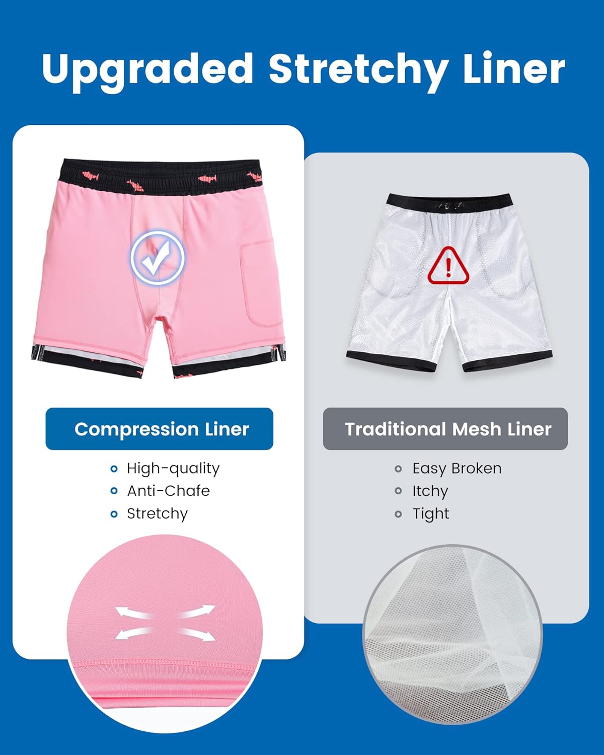 maamgic Mens Swim Trunks with Compression Liner 7 Inch Inseam Mens Bathing Suit Quick Dry Swimming Trunks Swimsuit - Image 3