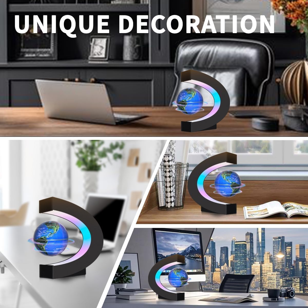 Magnetic Levitating Floating Globe with LED Lights, Cool Gadgets C Frame Globe Lamp for Men Father Husbands Boys Girls and Kids, Cool Tech Gift for Office Home Bookshelf Desk Decor - Image 5