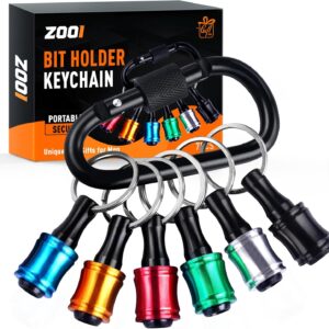 ZOOI Gifts for Men Dad 1/4 Bit Holder, Stocking Stuffers for Men, 6Pcs Screwdriver Drill Bit Holder Keychain, Mens Dad Gifts for Him, Husband, Grandpa, Mens Stocking Stuffers, Cool Gadgets Stuff