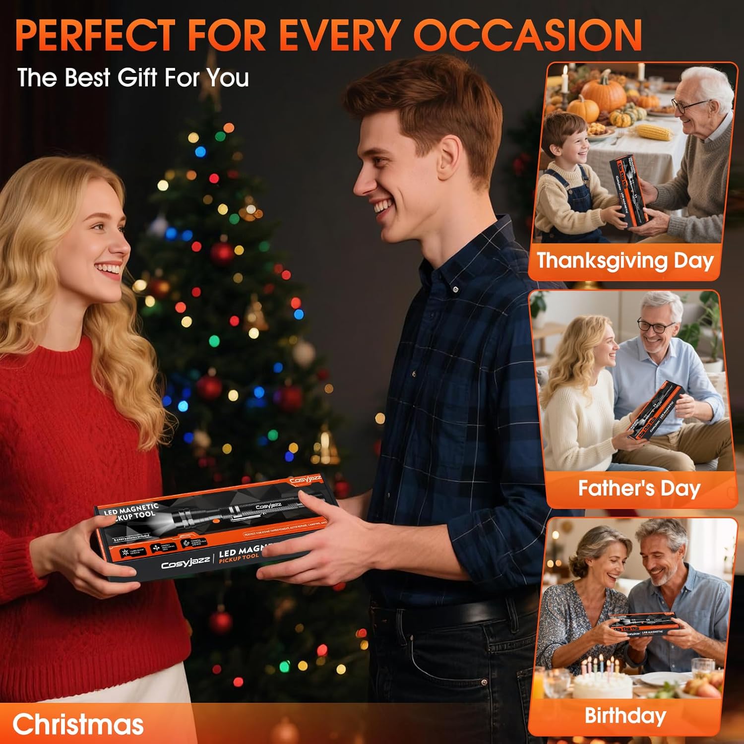 Magnetic Pickup Tool, Cosyjazz Magnetic Flashlight Telescoping Magnet with LED Flashlight and Extendable Neck, Cool Gadget Birthday Gifts for Men, Dad, Husband, Mechanic, Tech, Handyman - Image 8