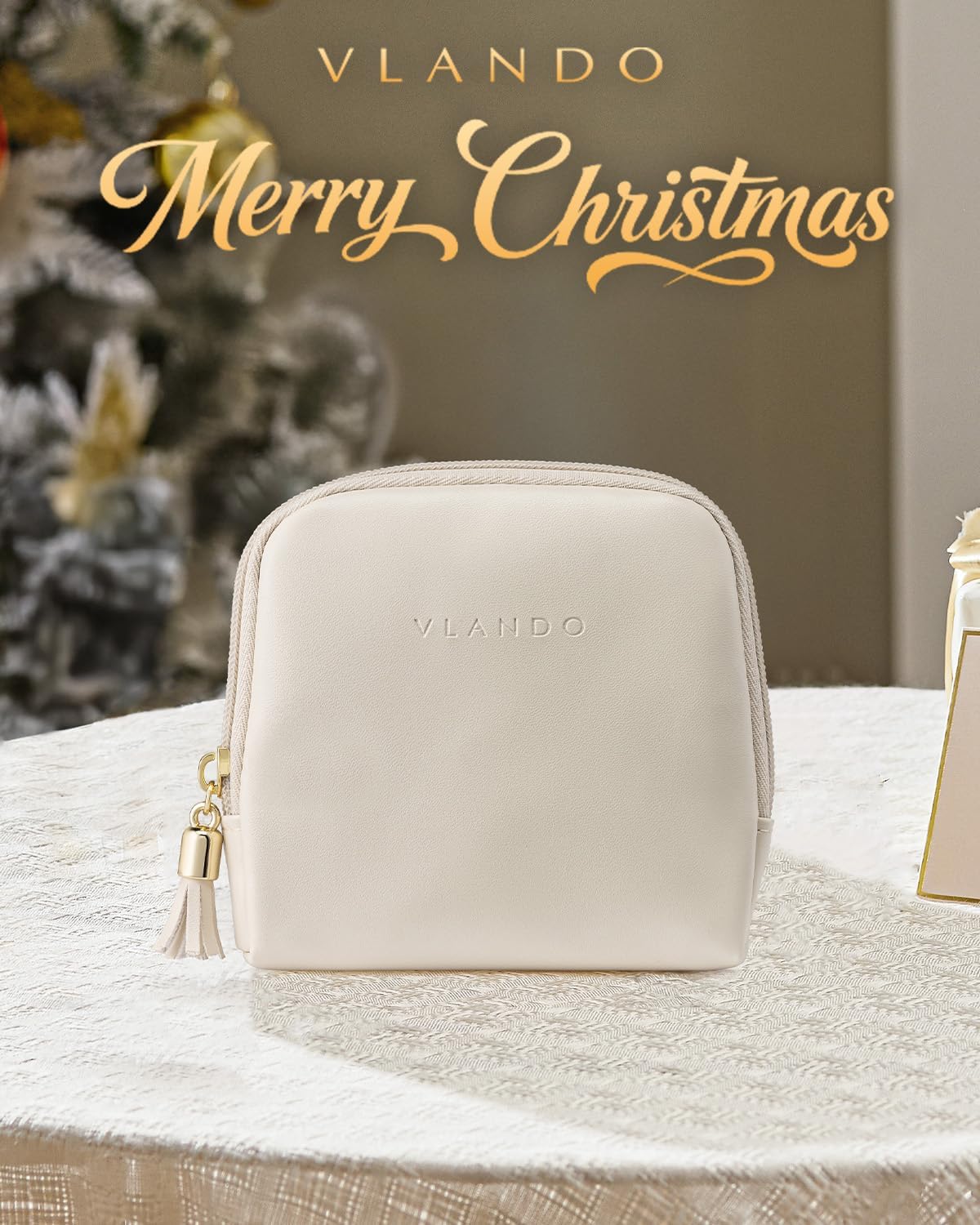 Vlando Small Travel Jewelry Case,Travel Gifts for Women,Jewelry Pouch Bags with Zipper,Velvet Jewelry Organizer Storage Bag for Bracelet Rings Earring-Cream White - Image 2