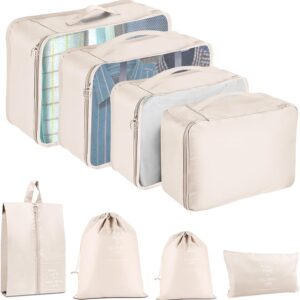 Packing Cubes for Travel - 8 Set Luggage Organizer Bags for Family, Mesh Breathable Travel Packing Cubes for Suitcases Durable Travel Essentials Bags Set