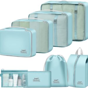 8 Set Packing Cubes for Travel Suitcase Organizer Bags Luggage Packing Cubes Set Travel Essentials Accessories Gifts for Women Blue