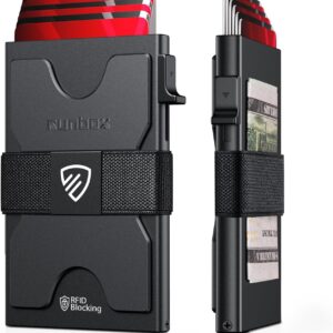 Mens Business Card Holder, Slim Card Wallet for Men and Women, Minimalist RFID Blocking Wallet with Pop-Up Function, Thin Design, Metal Cases Holds 6+6 Cards, Gifts for Men, Men's Accessories