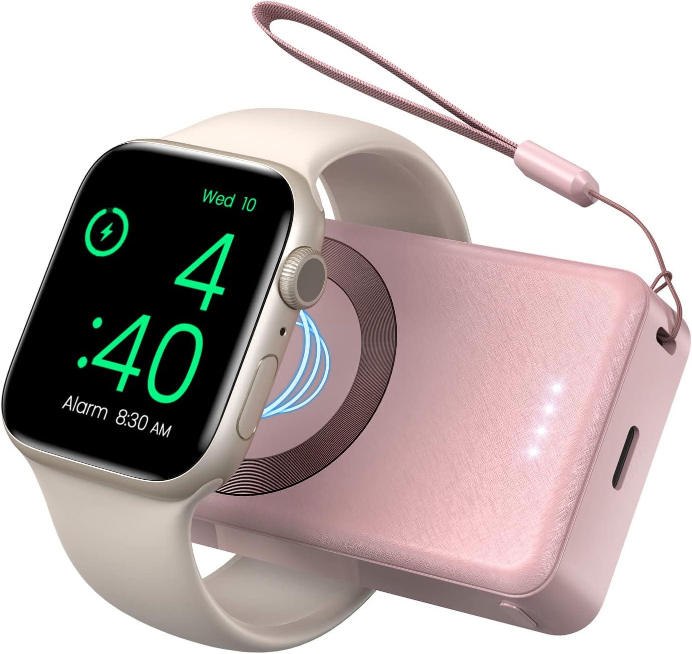 LVFAN Portable Charger for Apple Watch, 4000mAh iWatch Charger Power Bank Wireless Battery Pack Magnetic Travel Smart Watch Charger for Apple Watch Series 10 9 8 7 6 5 4 3 2 1 SE Ultra 2 Ultra (Pink)