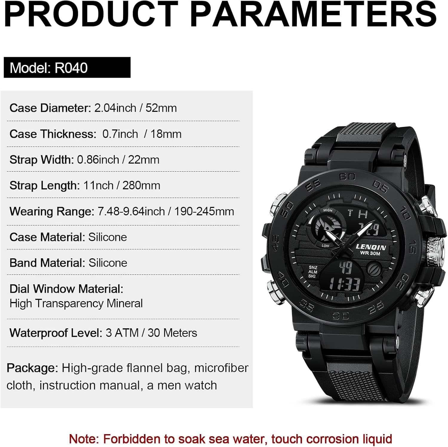 LN LENQIN Mens Watches Digital Military Watch for Men Stopwatch Army Survival Tactical Sports Outdoor Big Face Waterproof Men's Wrist Watches with LED Backlight/Timer/Alarm/Date - Image 6