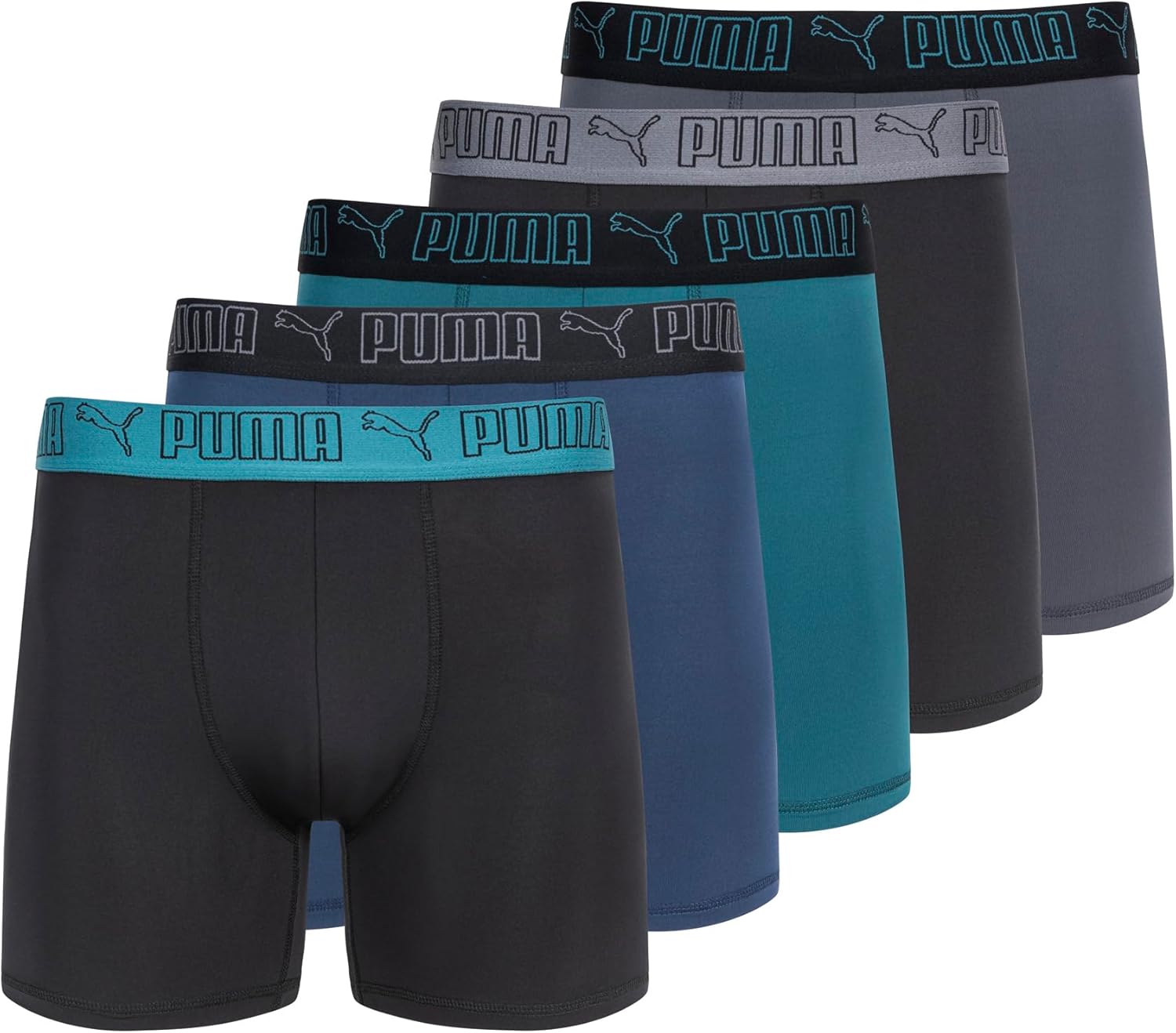 PUMA mens 5 Pack Performance Boxer Briefs