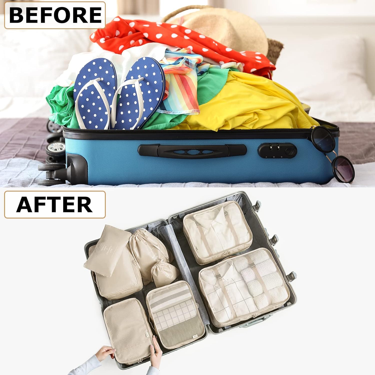8 Set Packing Cubes for Suitcases Travel Luggage Packing Organizers,Travel Accessories Essentials Luggage Organizer with Shoe/Tioletry/Laundry Bag - Image 3