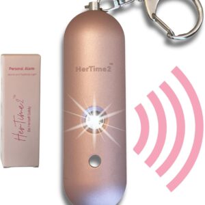 Personal Safety Alarm – Travel Safe Waterproof – Gift for Women College Girls – Self Defense Keychain – Extra Loud Siren – Strobe Light – Cute Key Chains Protection (Rose Gold)