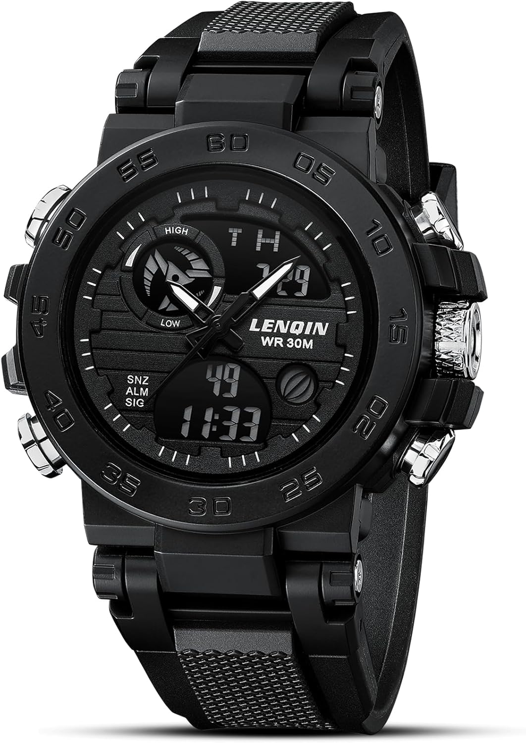 LN LENQIN Mens Watches Digital Military Watch for Men Stopwatch Army Survival Tactical Sports Outdoor Big Face Waterproof Men's Wrist Watches with LED Backlight/Timer/Alarm/Date