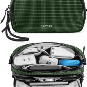 tomtoc Electronic Organizer Travel Case Performance, Water Resistant Dual Compartment Cable Organization Storage Bag for Charger, Cord, Phone, Hard Drive, Power Bank, Accessories Travel Essentials