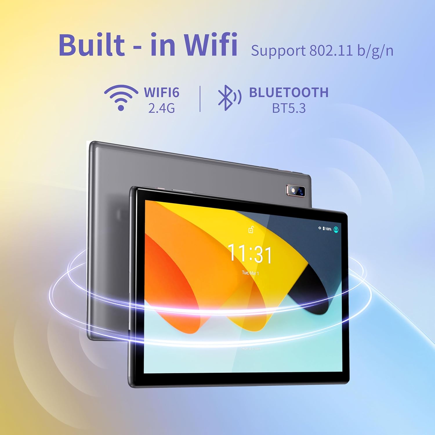 BYYBUO Tablet 10.1 inch Android 14 Tablets,6GB RAM+64GB ROM Quad-Core Processor 5000mAh Battery, 1280x800 IPS HD Touchscreen 5MP+8MP Camera, Bluetooth,WiFi (Grey) - Image 6