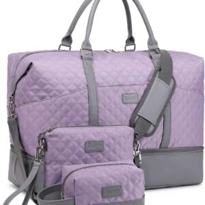 Weekender Bag, Large Travel Duffel Bag for Women, Carry on Overnight Bag with Shoe Compartment and Toiletry Bags