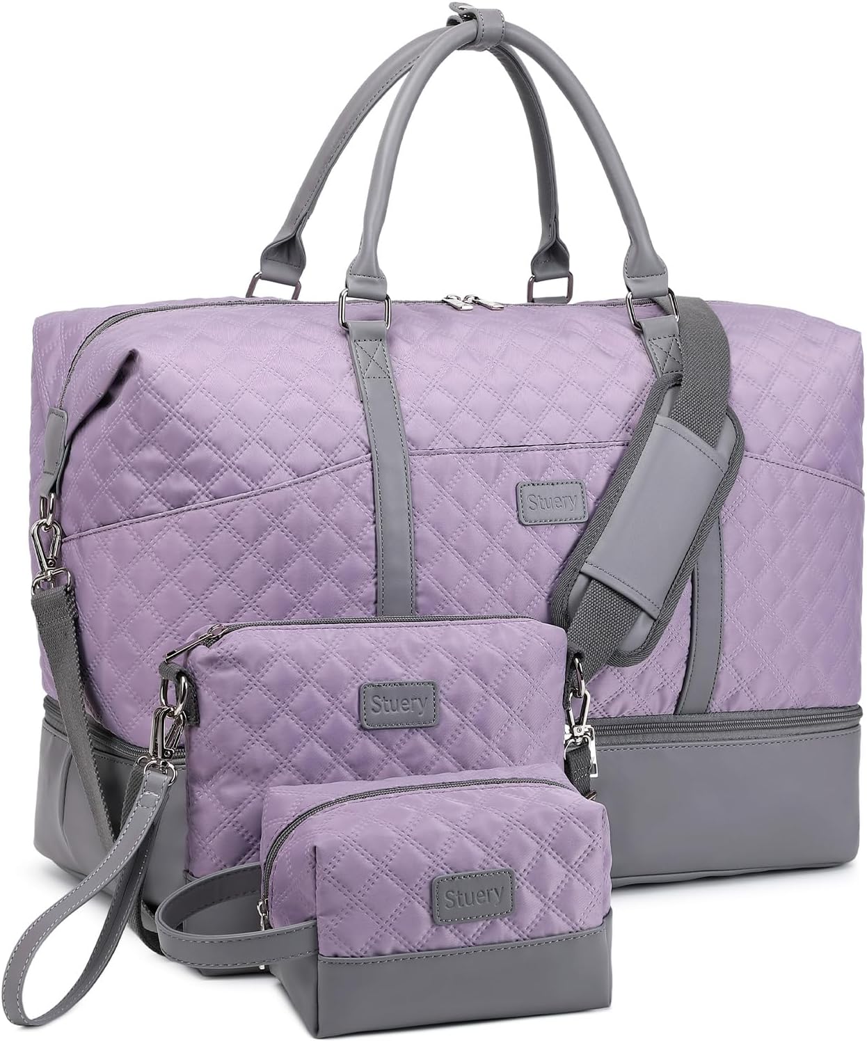 Weekender Bag, Large Travel Duffel Bag for Women, Carry on Overnight Bag with Shoe Compartment and Toiletry Bags