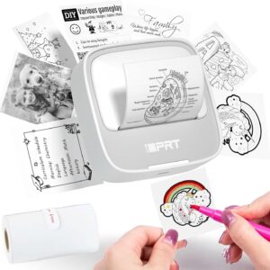 iDPRT Portable Sticker Maker Machine with 1 Roll Sticker Paper, Mini Printer Efficiently and Quickly, Thermal Printer for Study Notes, Pictures, DIY, Label, Free App with Multiple Templates, Grey