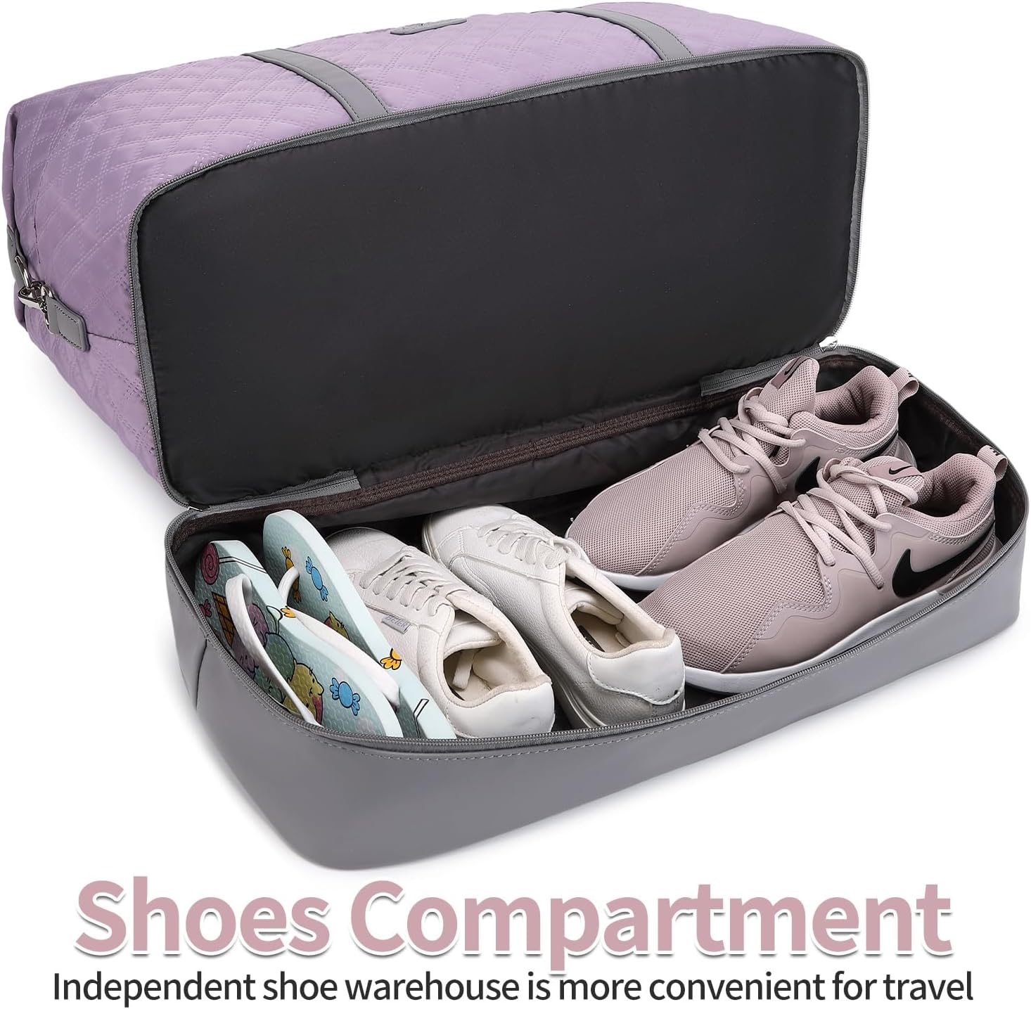 Weekender Bag, Large Travel Duffel Bag for Women, Carry on Overnight Bag with Shoe Compartment and Toiletry Bags - Image 6