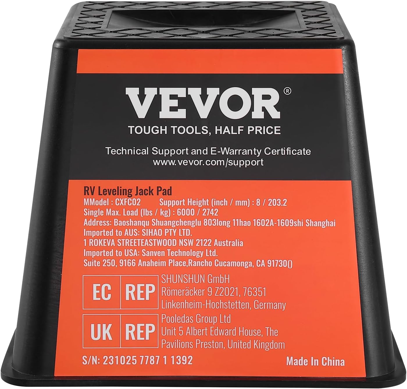 VEVOR Trailer Jack Block, 6000 lbs Capacity per RV Leveling Block, Polypropylene RV Camper Stabilizer Blocks, RV Travel Accessories Use for Any Tongue Jack, Post, Foot, 5th Wheels, 4-Pack - Image 9