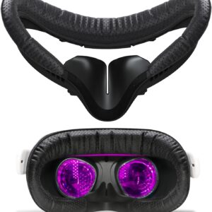 VR Facial Interface & Face Pad for Oculus Quest 2, VR Face Cover Cushion Replacement Compatible with Quest 2,Breathable Holes Leather Protective VR Accessories