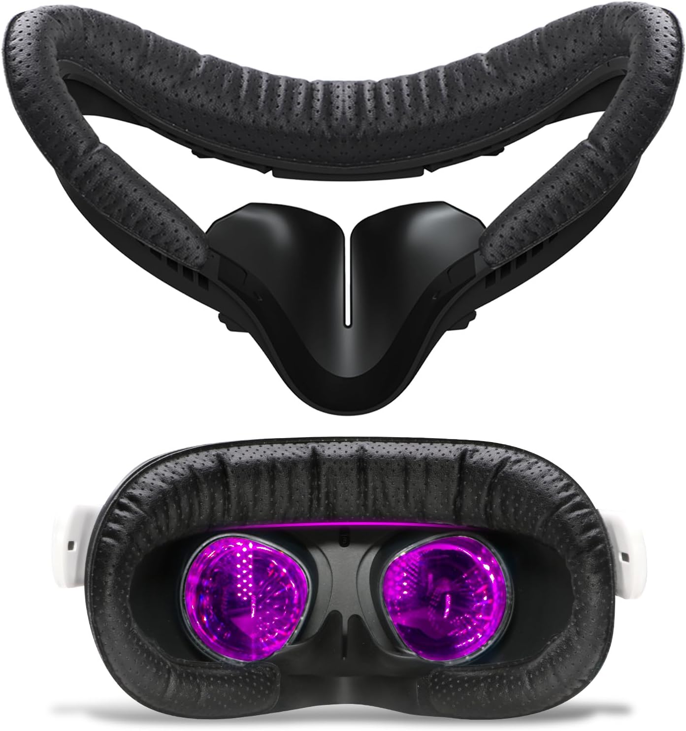 VR Facial Interface & Face Pad for Oculus Quest 2, VR Face Cover Cushion Replacement Compatible with Quest 2,Breathable Holes Leather Protective VR Accessories