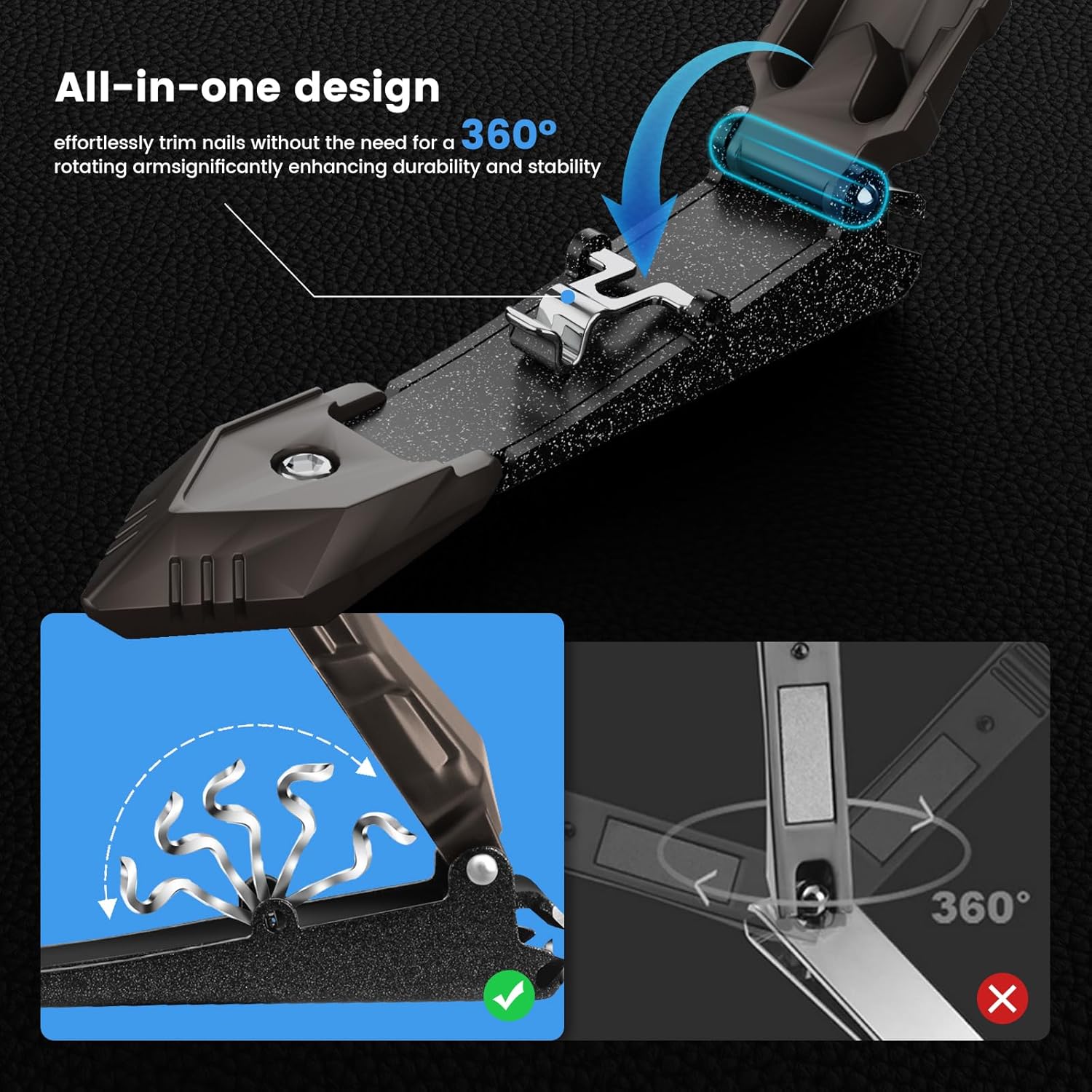 Nail Clippers for Men with Catcher – No Splash, Self-Collecting Premium Steel Clippers for Fingernails & Toenails, Ideal Gifts for Men& Grooming Gifts, Great Gadget & Stocking Stuffer Gift - Image 6