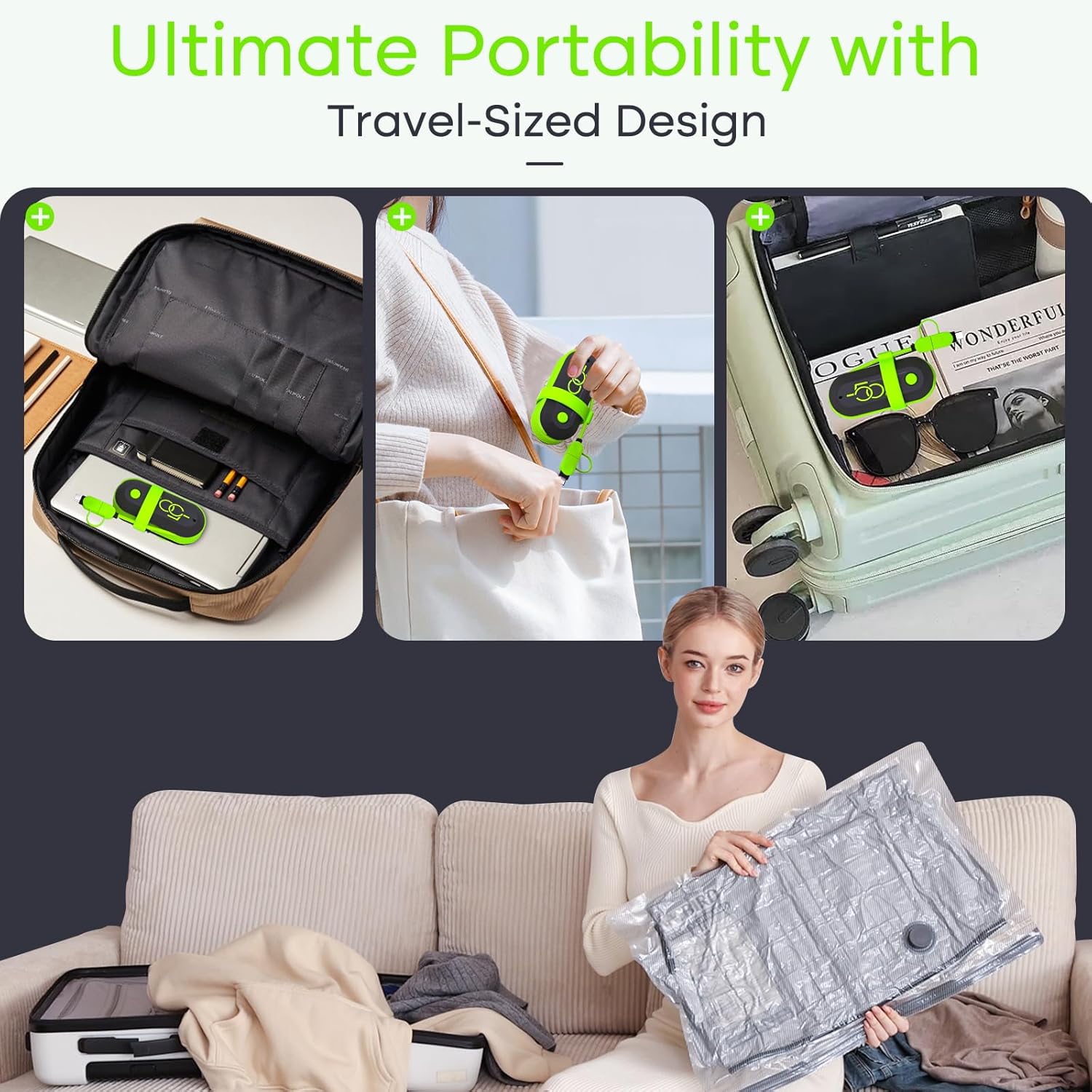 Vacuum Bags for Travel with USB Pump, 12 Pack Carry-on Size Compression Packing for Luggage and Suitcase, Space Saver Bags for Clothes and Clothing Travel - Image 6