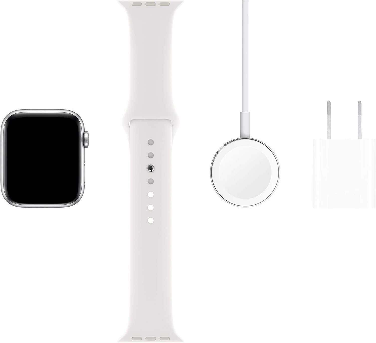 Apple Watch Series 5 (GPS, 44MM) - Silver Aluminum Case with White Sport Band (Renewed) - Image 6