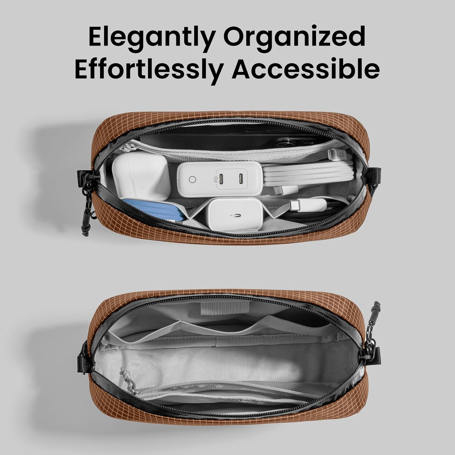 tomtoc Electronics Organizer Travel Case Performance, Water Resistant Bag Cable Tech Pouch Accessories, Carry Storage for Cord, Phone, Cables, Airpods, USB Flash Drive, Daily Items - Image 5
