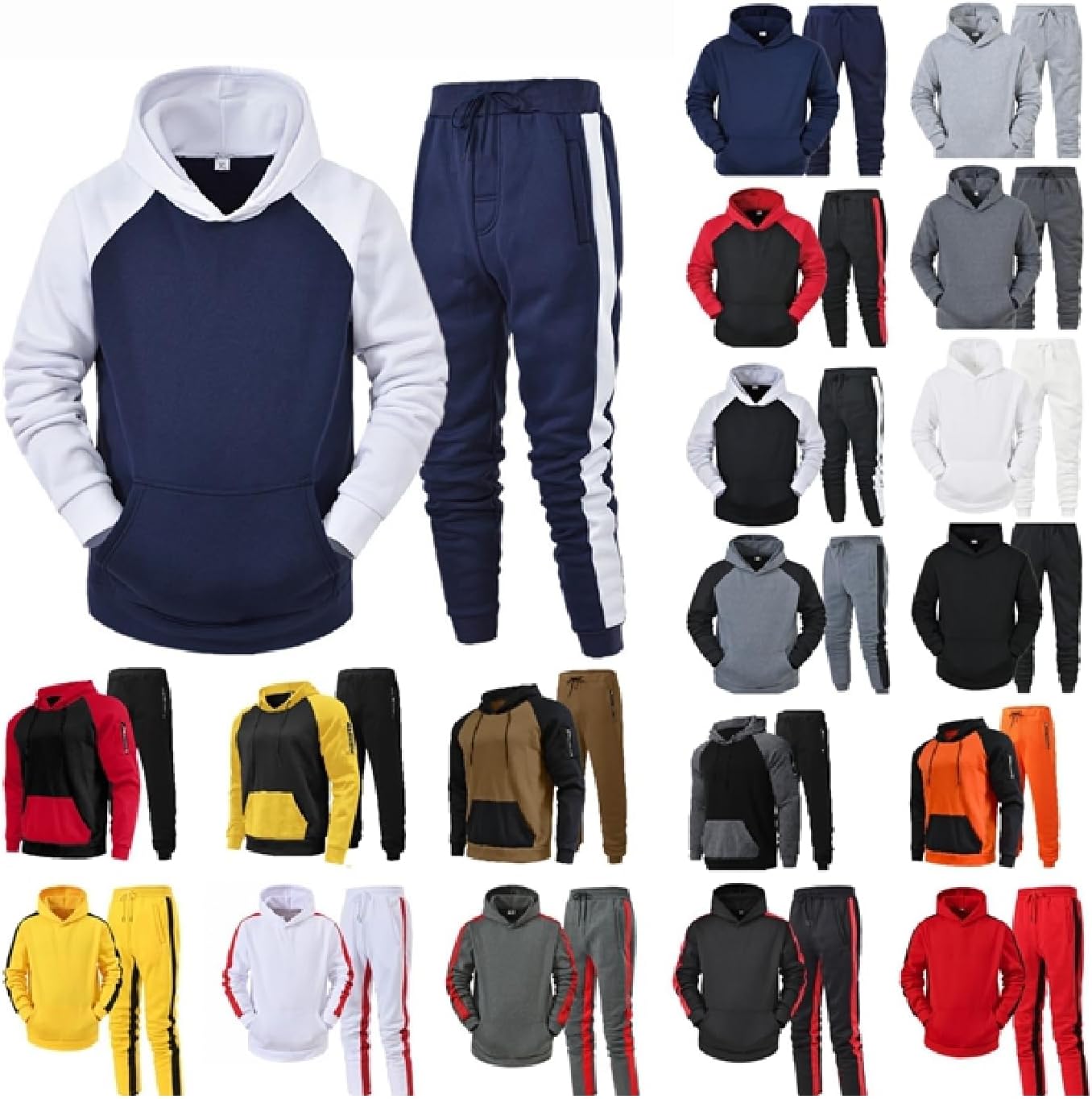 Mens Tracksuit 2 Piece Hoodie, Mens Hoodie Sweatsuit Sets Jogging Suits Long Sleeve Pullover Hoodies Sets Casual Outfits