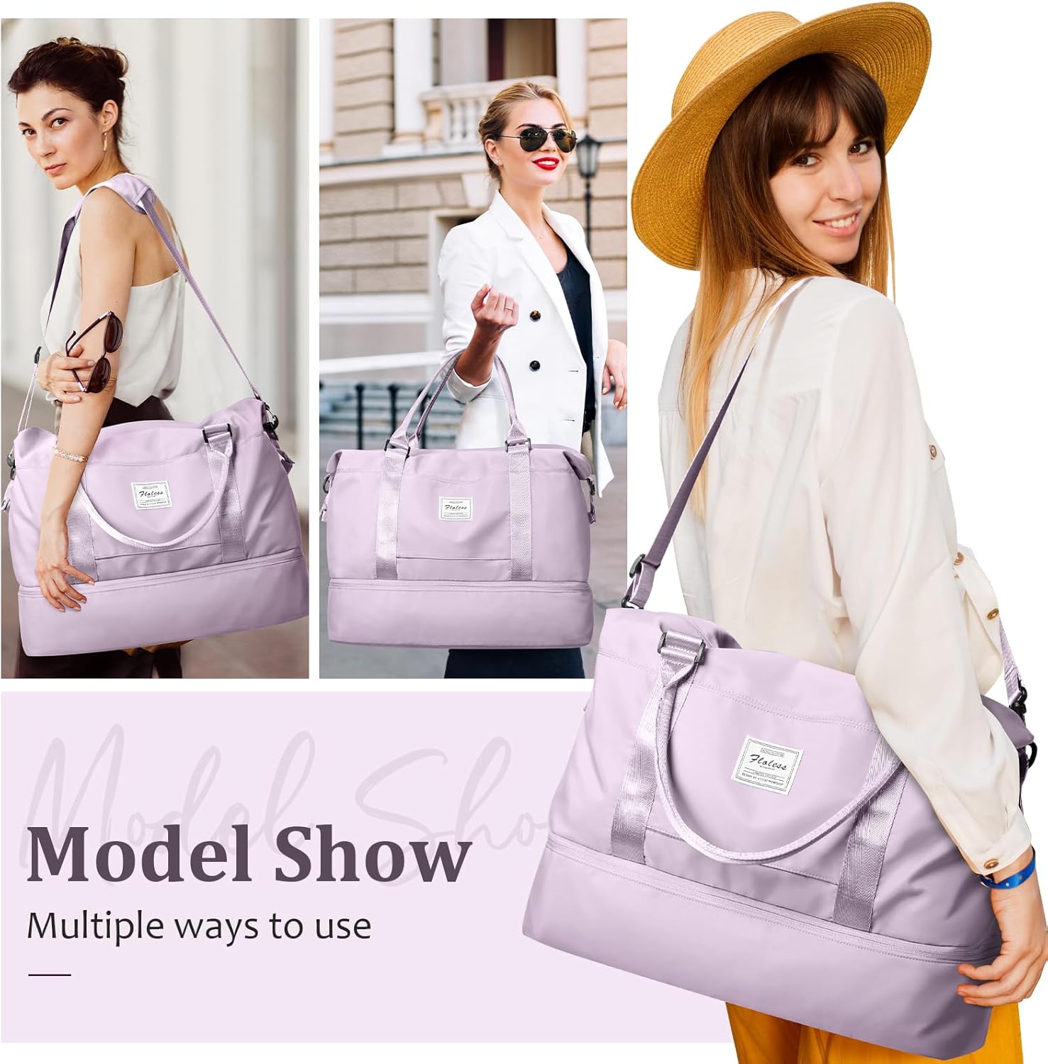 Weekender Bags for Women,Personal Item Travel Bag with Shoes Compartment,Overnight Travel Duffel Bag with Toiletry Bag - Image 2