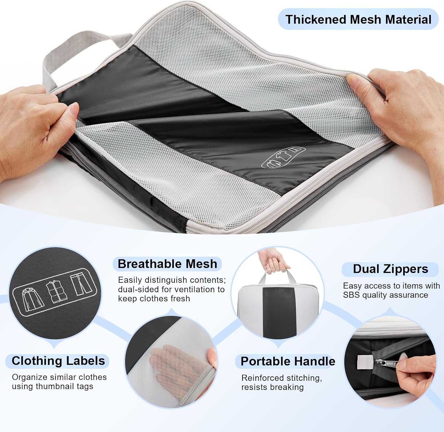 10 Set Compression Packing Cubes for Travel Essentials,Compressible Expandable Packing Cubes for Suitcase,OlarHike Luggage Organizer Bags for Travel,Handy Helper for Organizing Clothes(Black) - Image 6