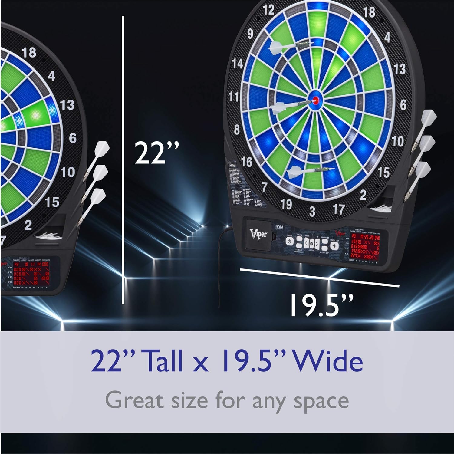 Viper Ion Electronic Dartboard, Illuminated Segments, Light Based Games, Green and Blue Segment Colors, Ultra Thin Spider to Increased Scoring Area - Image 8