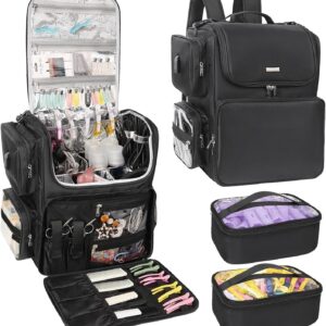Relavel Hair Tools Travel Bag Hair Stylist Backpack Hairdresser Cosmetology Bag, Heat Insulation Full Layer for Curling Iron, Hair Straightener, Travel Accessories Train Case Barber Organizer, Black