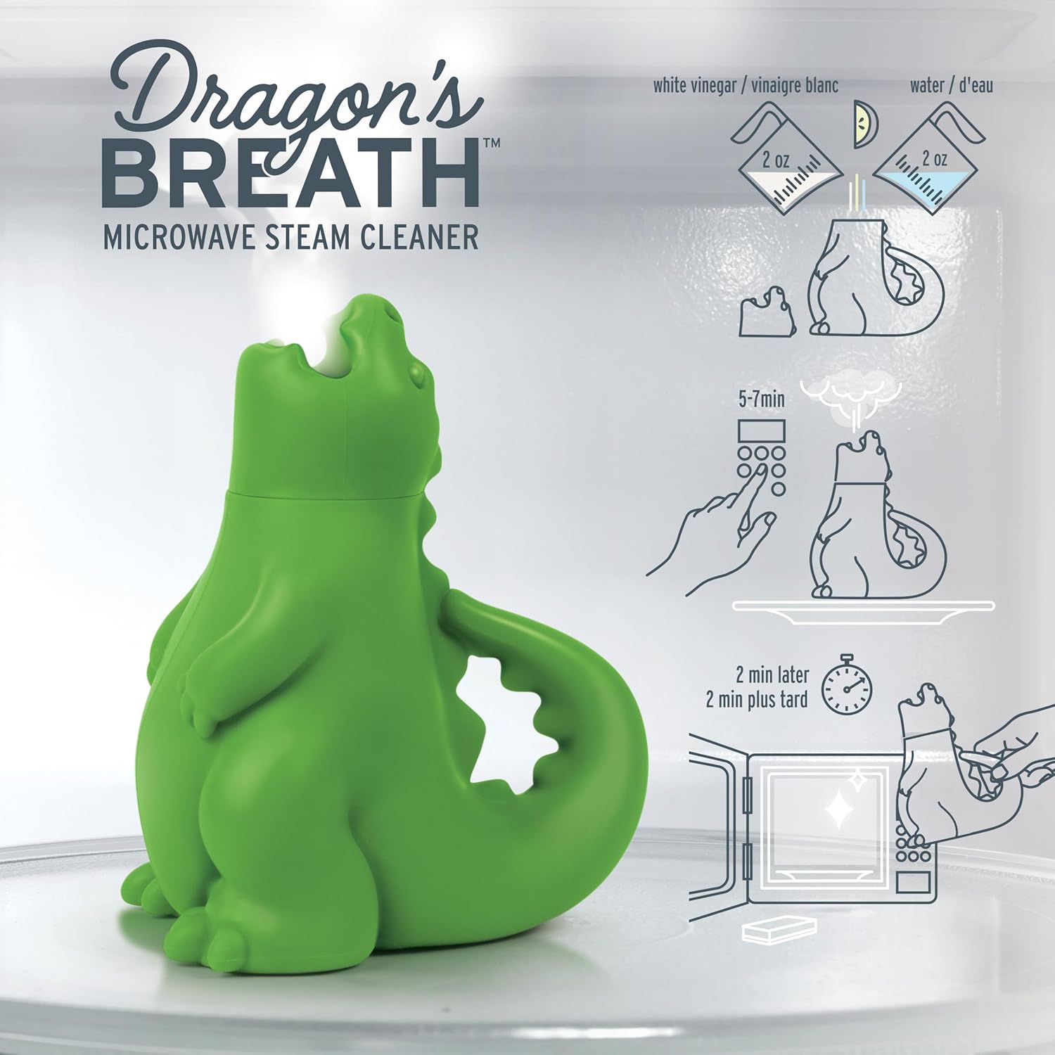 Genuine Fred DRAGON'S BREATH Microwave Steam Cleaner, BPA-Free Silicone Dragon Design, Easy to Use, Reduces Cleaning Time, Dishwasher Safe, Fun and Effective Kitchen Gadget - Image 2