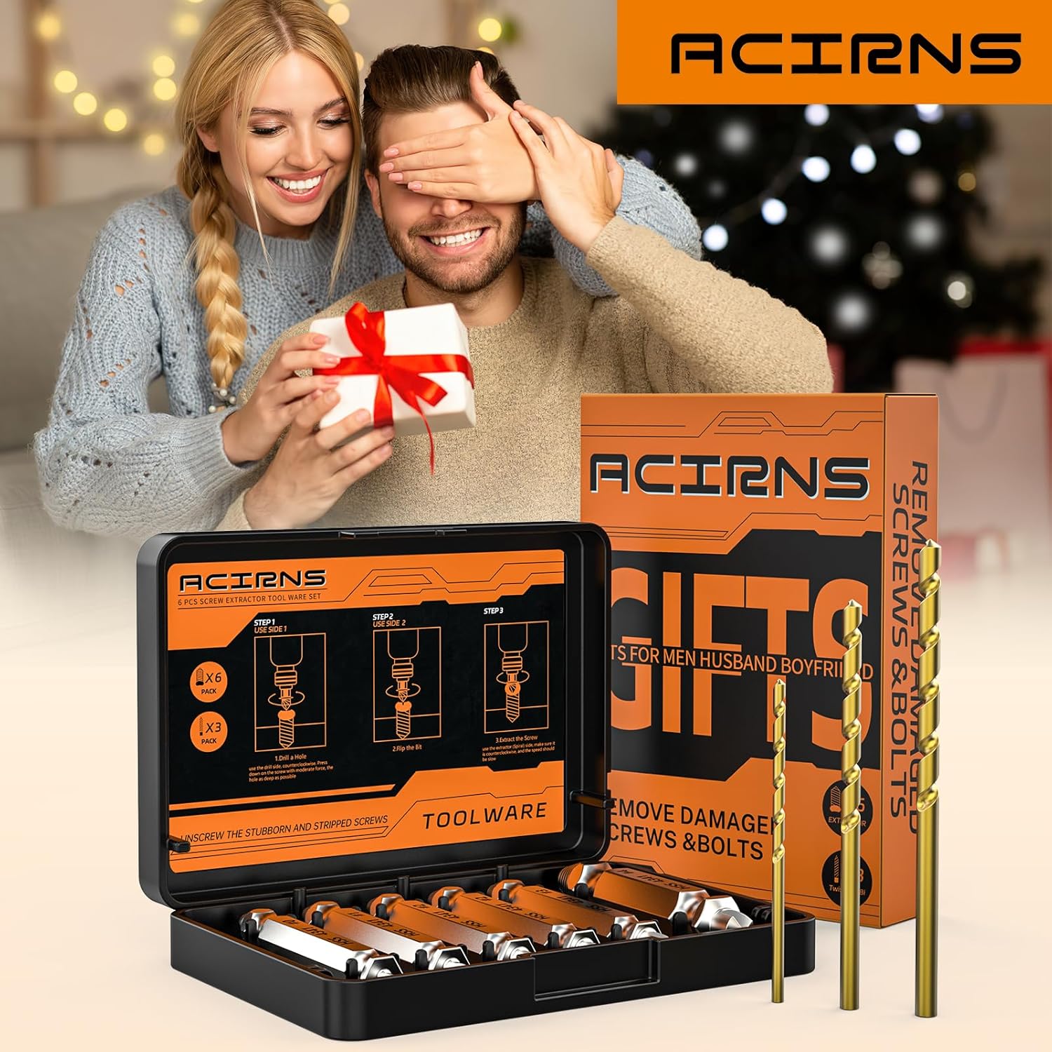 Gifts for Men,9 Pcs Damaged Screw Extractor Set,White Elephant Gifts for Adults Dad,Christmas Stocking Stuffers for Adults Men Him,Cool Stuff Gadgets for Removing Stripped Broken Screws,Mens Gifts - Image 5