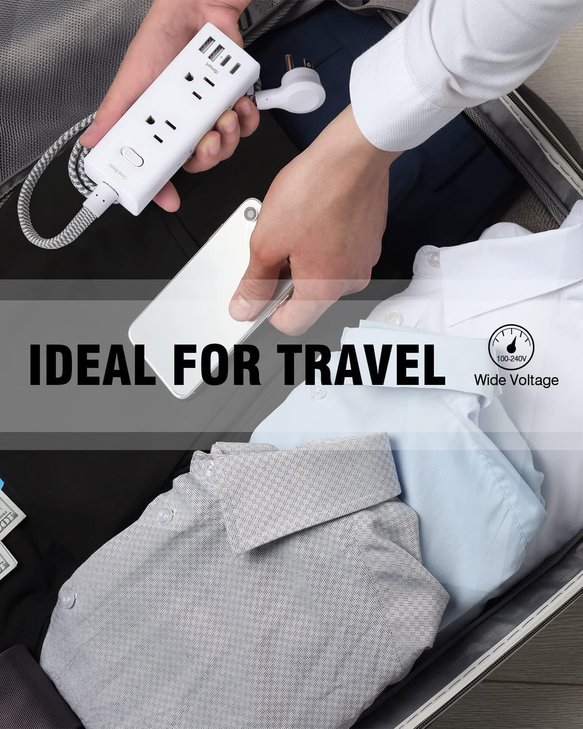 Power Strip Surge Protector - One Beat 6 Widely Outlets with 4 USB Ports (2 USB C), 5 Ft Extension Cord Flat Plug, Wall Mount Outlet Extender Small Power Strip for Travel Home Office College Dorm Room - Image 7