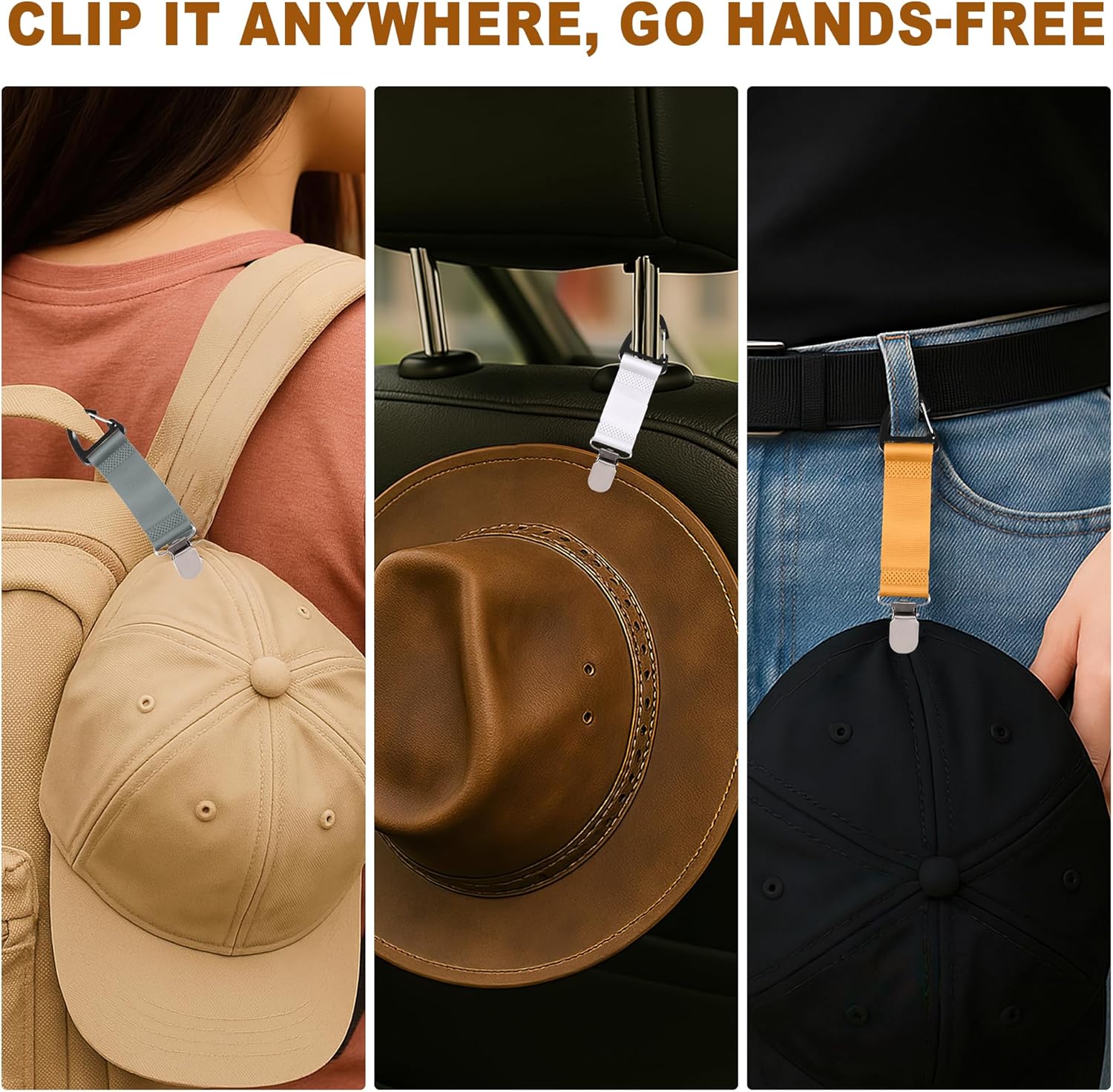 6 Pcs Hat Clip for Travel on Bag, Beach Vacation/Cruise Essentials Hats Holder, Strong Grip Space-saving Hat Clips Travel Accessories for Women/Family - Image 6