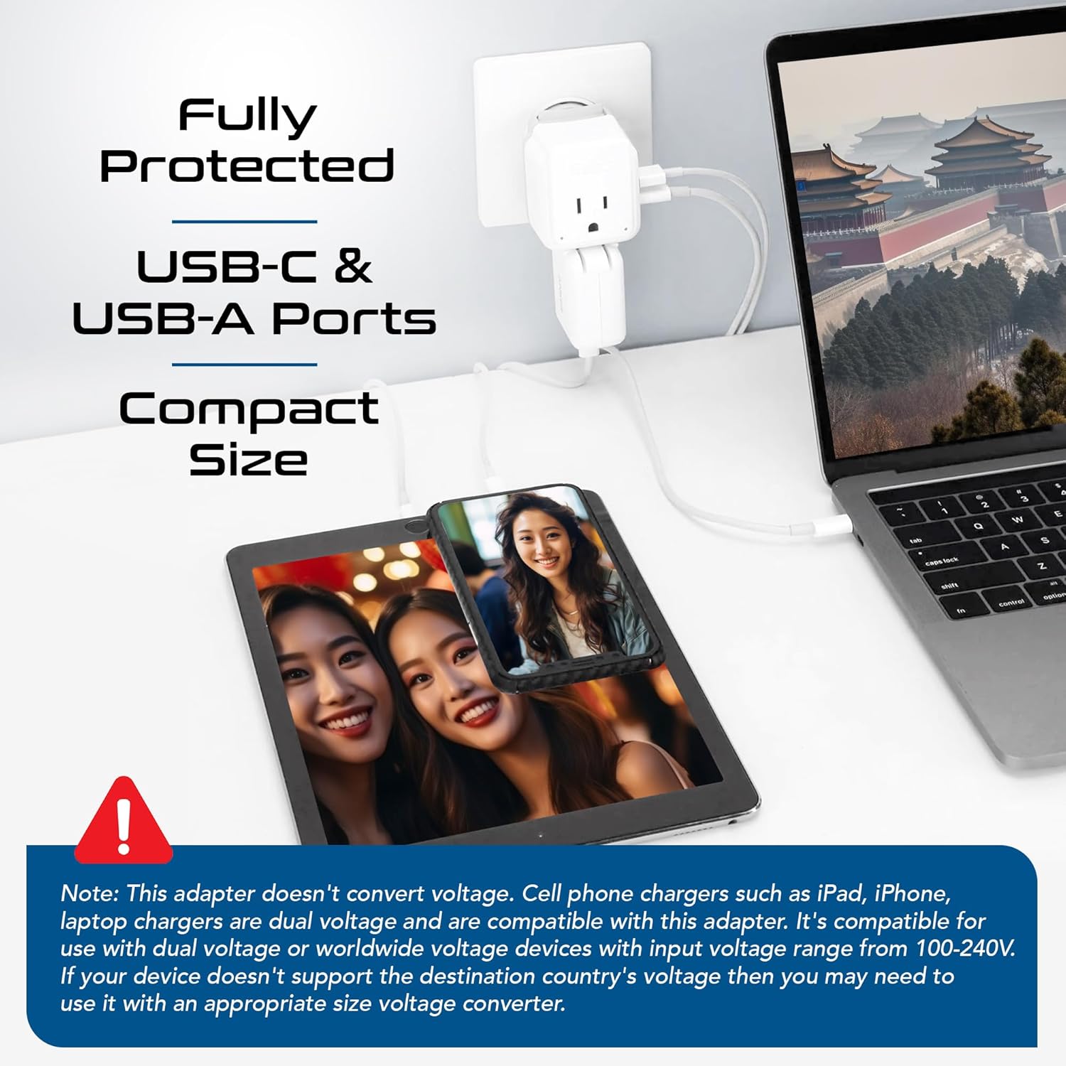 Ceptics China, Malaysia Power Adapter Travel Set, 20W PD & QC, Safe Dual USB & USB-C 3.1A–2 USA Outlet - Compact-Use in Hong Kong, Kuwait, Singapore, Iraq - Includes Type G, I, C SWadAPt Attachments - Image 3