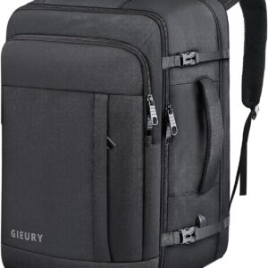 Carry On Backpack, 50L Travel Backpack, Luggage Backpack TSA Flight Approved Laptop Backpack for Men & Women, Large Expandable 40L Daypack Lightweight Business Weekender Bag, Black