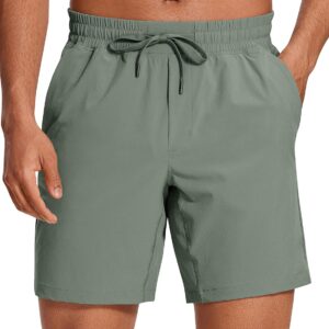 CRZ YOGA Men's Linerless Workout Shorts 7'' - Quick Dry for Running Sports Athletic Gym with Pockets