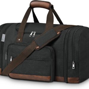 Duffle Bag for Travel,Overnight Weekend Gym Carry On Luggage Bag, 50L Travel Duffel Bag for Men Women, Expandable Spacious Travel Duffel Bag, Black