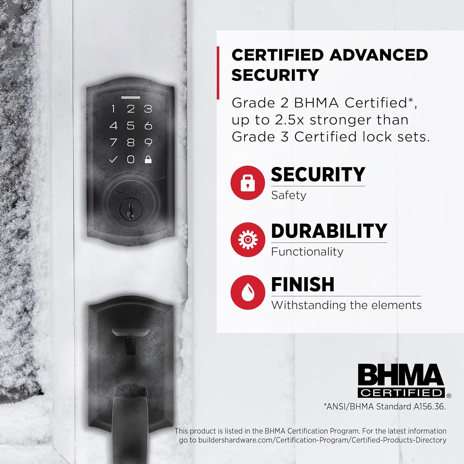 Kwikset SmartCode 270 Keyless Entry Electronic Touchpad Deadbolt Door Lock with Auto-Lock, Custom User Codes, Advanced Security in Matte Black Traditional - Image 4