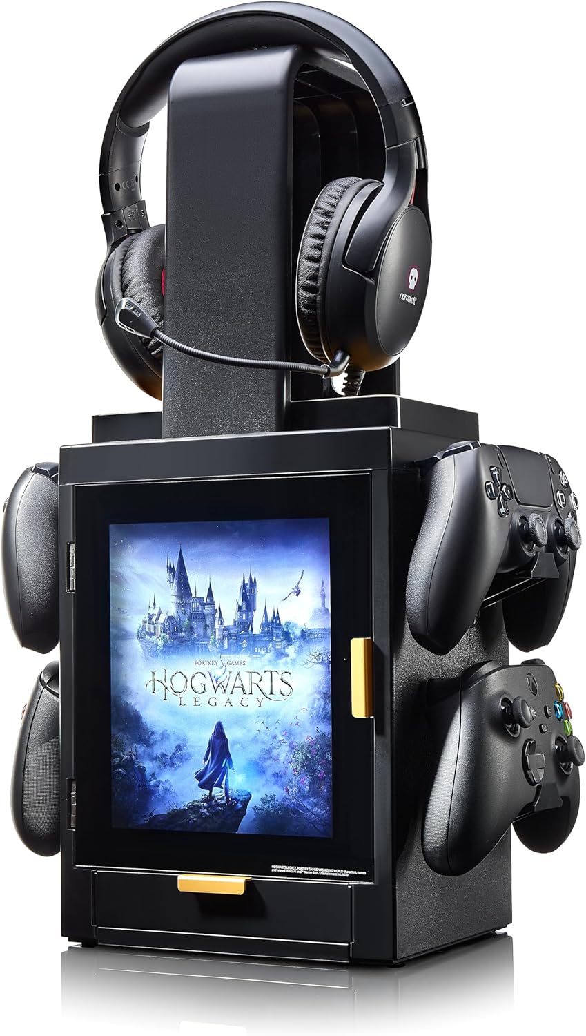 Numskull Official Hogwarts Legacy LED Light Gaming Locker, Controller Holder & Headset Stand for PS4/PS5 & Xbox Series X|S - Multiple LED Lighting Settings - Official Harry Potter Merchandise
