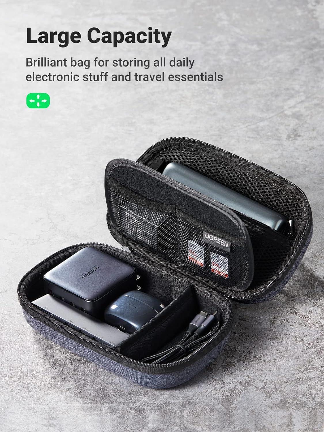 UGREEN Electronic Organizer Travel Case Pouch Bag Accessories Portable Waterproof Storage Bag Travel Essentials with Cable USB Flash Drive Charger External Battery Memory Card - Image 4