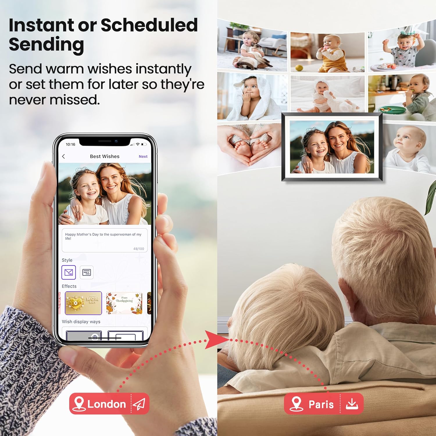 RCA 10.1” WiFi Digital Picture Frame, Electronic Photo Frames 32GB Storage, HD IPS Touch Screen WiFi Frame/Auto Rotate/Wall Mounted, Easy Setup in Uhale App to Share Photo/Video Anytime (Black) - Image 9