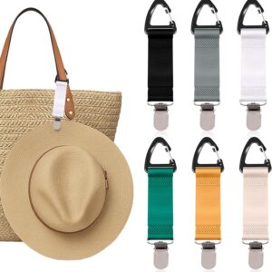 6 Pcs Hat Clip for Travel on Bag, Beach Vacation/Cruise Essentials Hats Holder, Strong Grip Space-saving Hat Clips Travel Accessories for Women/Family