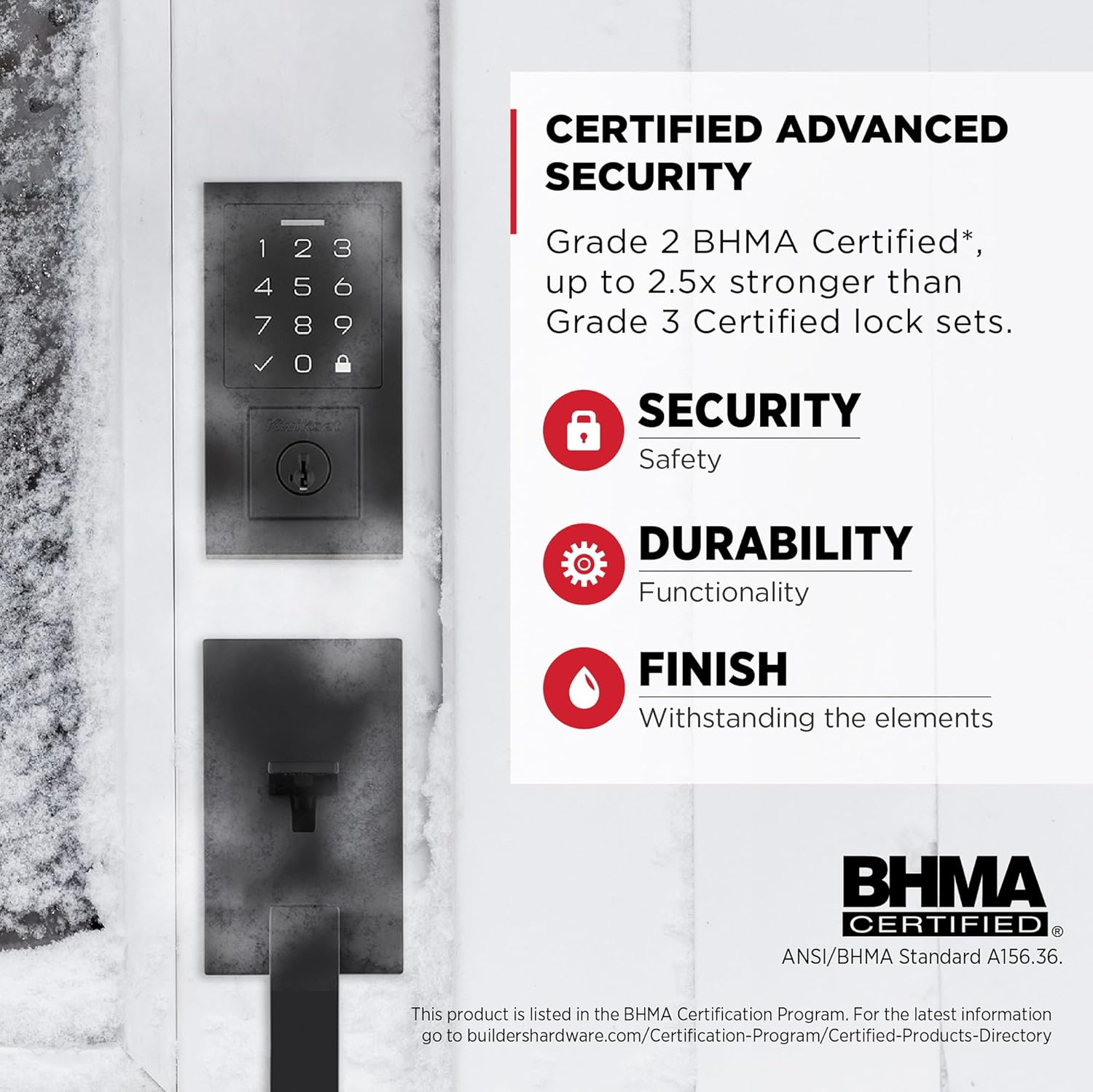 Kwikset SmartCode 270 Keyless Entry Electronic Touchpad Deadbolt Door Lock with Auto-Lock, Custom User Codes, Advanced Security in Matte Black Contemporary - Image 4