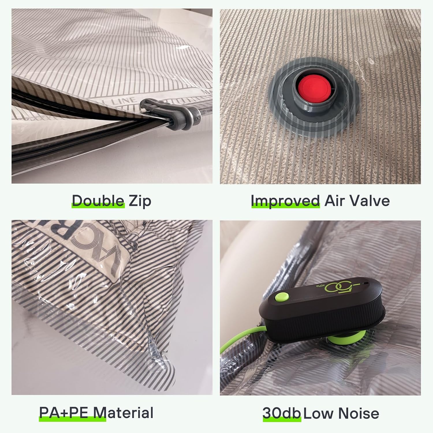 Vacuum Bags for Travel with USB Pump, 12 Pack Carry-on Size Compression Packing for Luggage and Suitcase, Space Saver Bags for Clothes and Clothing Travel - Image 5