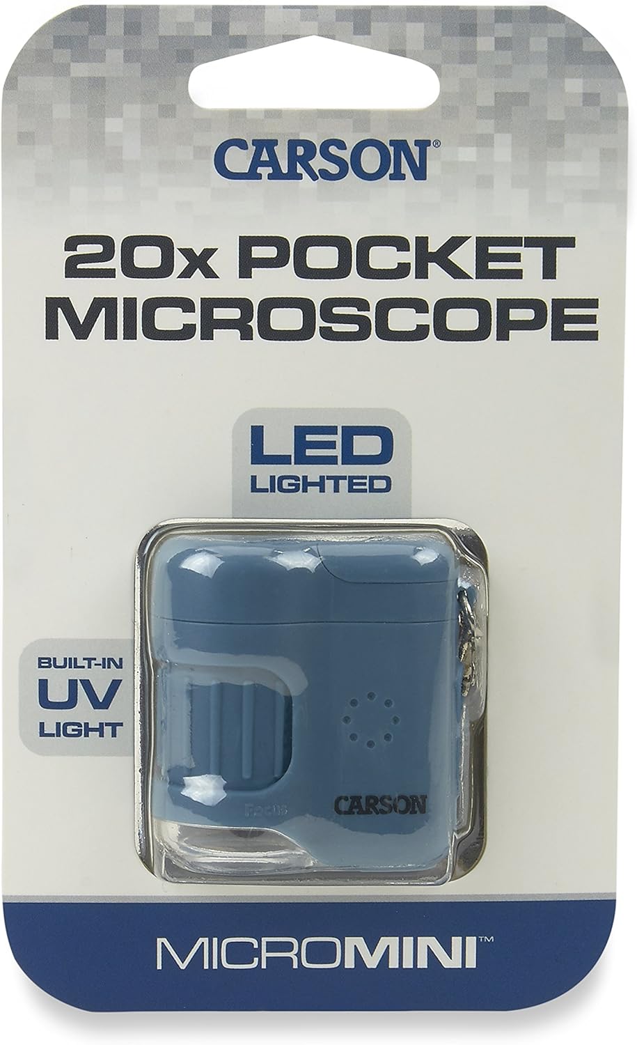 Carson MicroMini 20x Pocket Microscope for Adults, UV and LED Flashlight, Blue (MM-280B) - Image 3